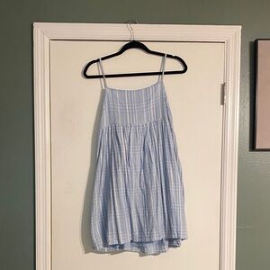American Eagle Blue/White Plaid Babydoll Dress